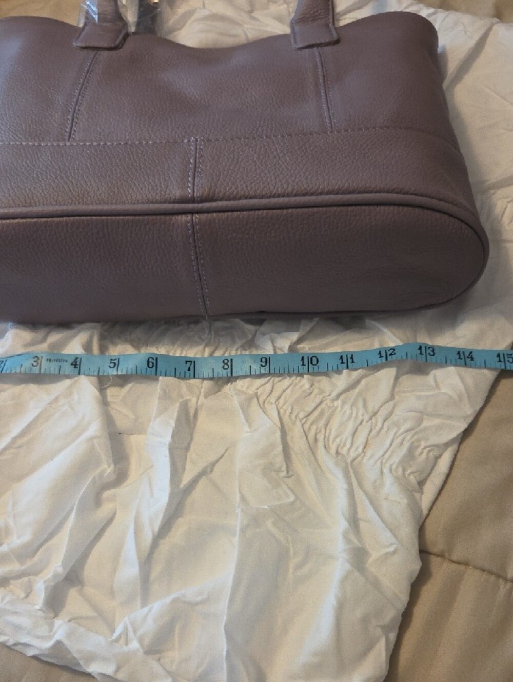 Lavender Pebbled Tote Bag with Double Shoulder Straps - Picture 8 of 9